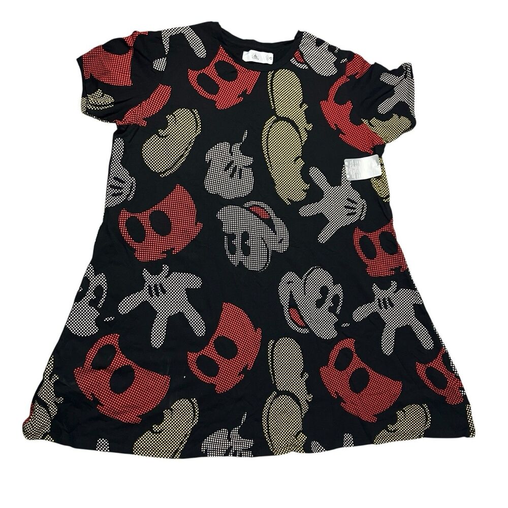 Disney Mickey Mouse‎ Dress Black Pop Art Dot Print T Shirt Parks Womens XXL